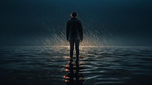 男人淋雨的图片伤感背影
