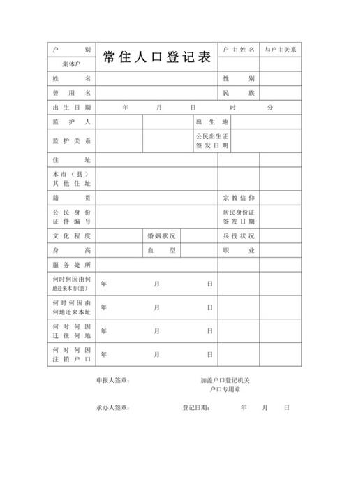 农村基本信息登记表